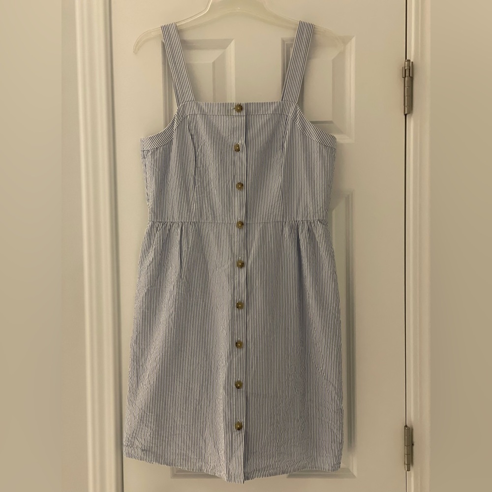J Crew seersucker sleeveless dress
